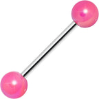 Pink Metallic Acrylic Barbell Tongue Ring