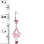 Pink Gem Heavenly Butterfly Double Drop Belly Ring