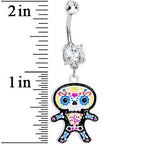 Crystalline Gem Cute Sugar Skull Baby Charm Dangle Belly Ring