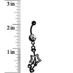 Crystalline Gem Black Heart Cherries Hollow Star Dangle Belly Ring