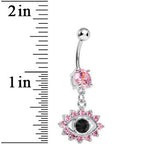 Pink Gem Blinged Out Eye Dangle Belly Ring