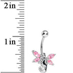 Stainless Steel Pink Gem Winged Angel Belly Ring