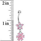Pink Gem Twice as Nice Flower Dangle Belly Ring