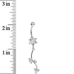 Crystalline Gem Trailing Vine and Flower Dangle Belly Ring