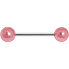 Pink Faux Pearl Acrylic Barbell Tongue Ring