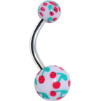 3/8 White and Blue Cherry Belly Ring