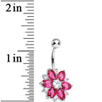 Pink Gem Lotus Flower Belly Ring