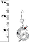 Clear Gem Chinese Dragon Charm Dangle Belly Ring
