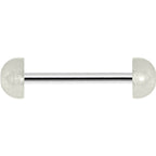 White Acrylic Half Ball Pixie Dust Barbell Tongue Ring