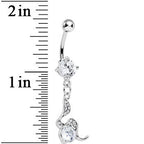 Clear Gem Squiggly Serpent Gem Dangle Belly Ring