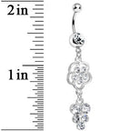 Clear Gem Splendid Flower Dew Drops Dangle Belly Ring