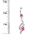 Pink Gem Icy Winter Branch Dangle Belly Ring