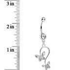 Clear Gem Love Butterfly Dangle Belly Ring