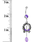 Purple Gem Antique Wreath with Bead Chain Drop Dangle Belly Ring
