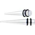 14G to 00G 18 Piece Set Ear Stretching Kit in Clear Acrylic
