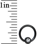 16G 5/16 Clear Gem Black Anodized Titanium BCR Captive Ring