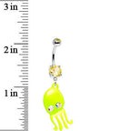 Yellow Aurora Gem Neon Baby Octopus Dangle Belly Ring