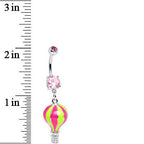 Pink Gem Yellow and Pink Neon Hot Air Balloon Dangle Belly Ring