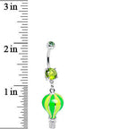 Green Gem Yellow and Green Neon Hot Air Balloon Dangle Belly Ring