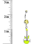 Double Yellow Gem Goddess of Rock Neon Guitar Dangle Belly Ring