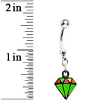 Green Neon Enamel Diamond Dangle Belly Button Ring