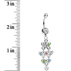 Clear Gem Rainbow Hearts Dangle Belly Ring