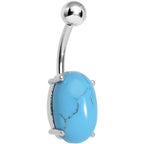 14mm Turquoise Oval Semi Precious Stone Belly Ring