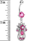 Pink Gem Entrancing Explosion Dangle Belly Ring