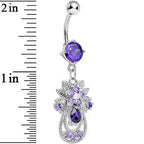 Purple Gem Entrancing Explosion Dangle Belly Ring
