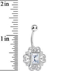 Clear Gem Filigree Frame Belly Ring