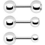 16G 1/4 Clear Gem Cartilage Tragus Barbell Set of 3