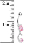 Pink Gem Teardrop Curlicue Dangle Belly Ring