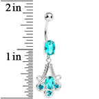 Aqua Gem Nottingham Lace Chandelier Dangle Belly Ring