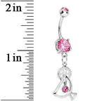 Double Pink Gem Fruity Drink Dangle Belly Ring