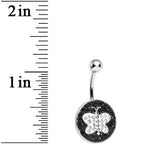 Black and Clear Paved Gem Butterfly Belly Ring