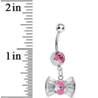 Pink and Clear Gem Dazzling Bow Dangle Belly Ring