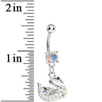 Aurora Gem Paved Aurora Swan Dangle Belly Ring