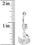 Crystalline Gem Paved Regal Swan Dangle Belly Ring