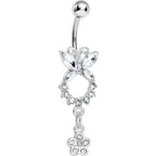 Clear Gem Hollow Eternity Butterfly Dangle Belly Ring