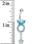 Aqua Gem Hollow Eternity Butterfly Dangle Belly Ring