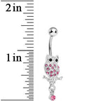 Lower Mount Paved Pink Gem Owl Belly Ring