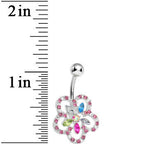 Lower Mount Multi Gem Hollow Flower Belly Ring