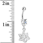Crystalline Gem Paved Layered Star Dangle Belly Ring