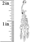 Crystalline Gem Leafy Flower Dangle Belly Ring