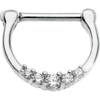16G 5/16 Surgical Steel Clear CZ Septum Clicker