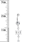 Crystalline Gem Drop and Ship Wheel Dangle Belly Ring