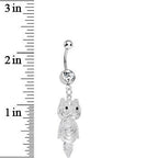Crystalline Gem Pensive Owl Dangle Belly Ring