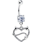 Double Clear Gem Sexy Devil Heart Dangle Belly Ring