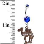Double Blue Gem Hump Day Camel Dangle Belly Ring