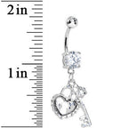 Clear Gem Key to Unlock My Heart Dangle Belly Ring